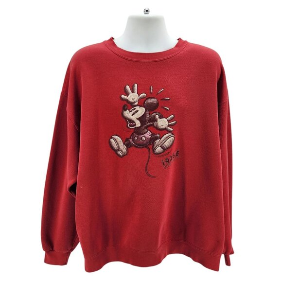 Vintage The Disney Store Adult XXL Sweatshirt Mickey Mouse 1928 Red Graphic - Picture 1 of 14